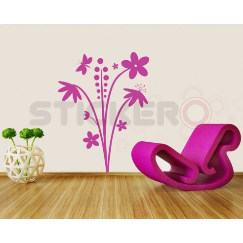Sticker decorativ Floare cu fluturas