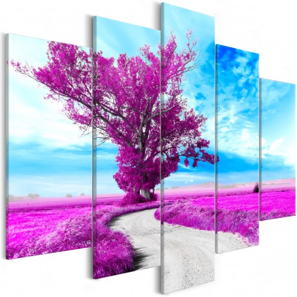 Tablou  Tree near the Road (5 Parts) Violet
