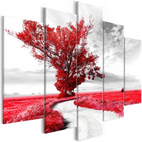 Tablou  Lone Tree (5 Parts) Red