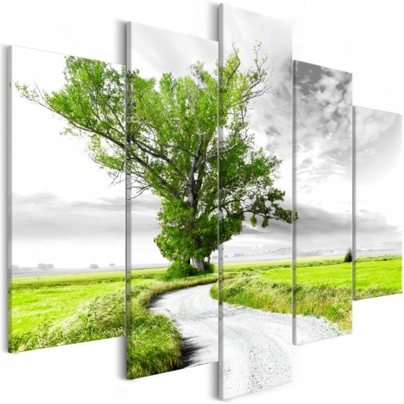 Tablou  Tree near the Road (5 Parts) Green