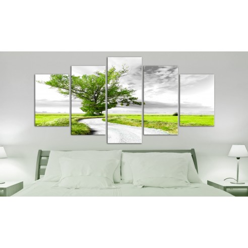 Tablou  Tree near the Road (5 Parts) Green
