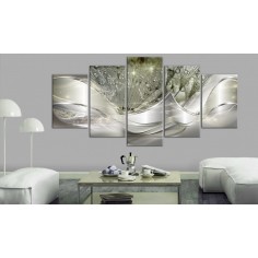 Tablou  Sparkling Dandelions (5 Parts) Green Wide 2