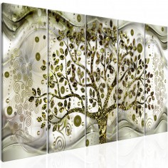 Tablou  Tree and Waves (5 Parts) Green
