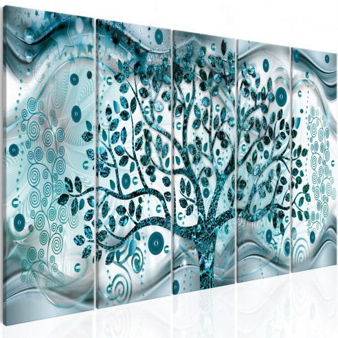 Tablou  Tree and Waves (5 Parts) Blue