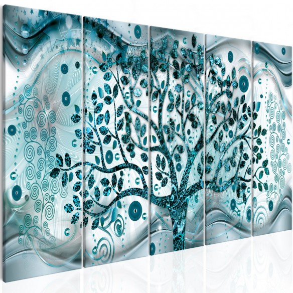 Tablou  Tree and Waves (5 Parts) Blue