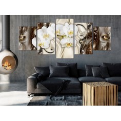 Tablou  Orchid Waterfall (5 Parts) Wide Brown 2