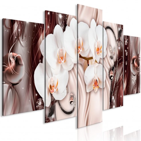 Tablou  Orchid Waterfall (5 Parts) Wide Pink