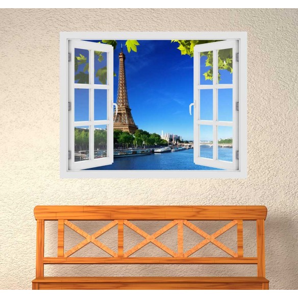 Fereastra cu efect 3D - Turnul Eiffel - 119x93 cm
