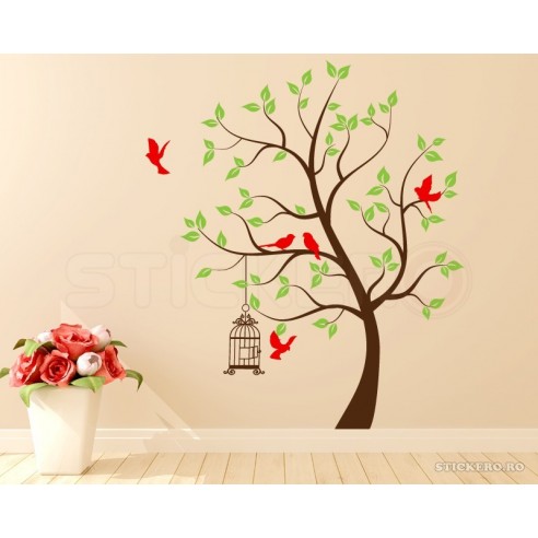 Copacelul cu pasarele - sticker decorativ