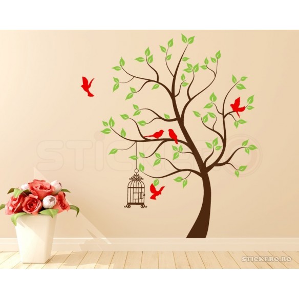 Copacelul cu pasarele - sticker decorativ