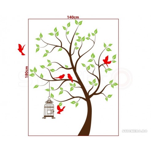 Copacelul cu pasarele - sticker decorativ