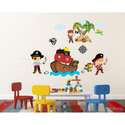Micii pirati - sticker decorativ pentru copii