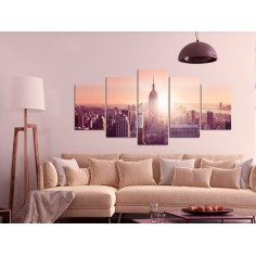 Tablou  Sun over Manhattan (5 Parts) Wide Orange 2