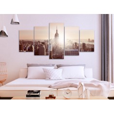Tablou  Sun over Manhattan (5 Parts) Wide Brown 2