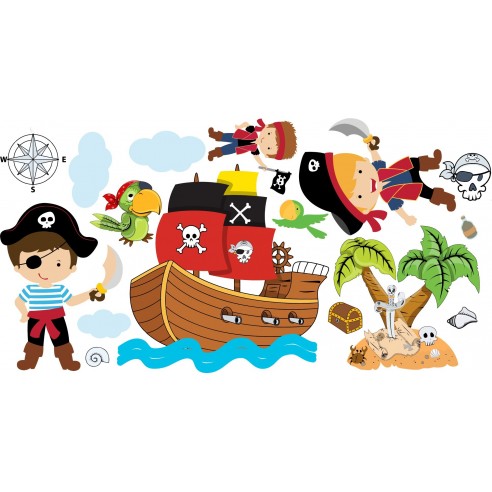 Micii pirati - sticker decorativ pentru copii