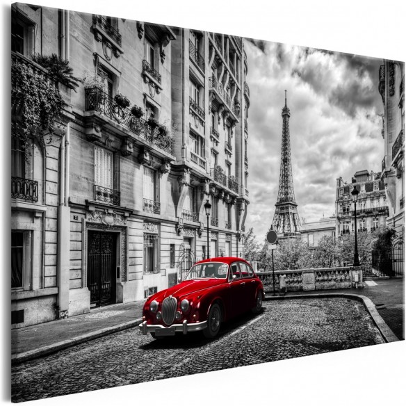 Tablou  Car in Paris (1 Part) Red Wide
