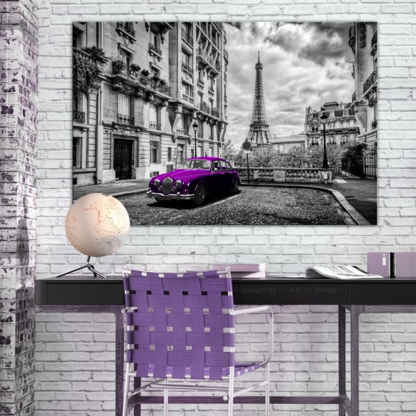 Tablou  Car in Paris (1 Part) Violet Wide