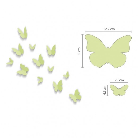 12 Fluturasi 3D Fosforescenti