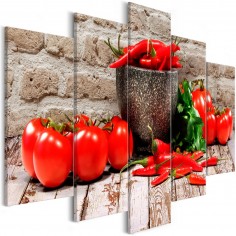 Tablou  Red Vegetables (5 Parts) Brick Wide