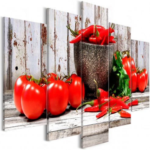 Tablou  Red Vegetables (5 Parts) Wood Wide