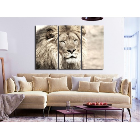 Tablou  The King of Beasts (3 Parts) Beige
