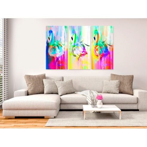 Tablou  Colourful Flamingos (3 Parts)
