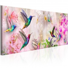 Tablou  Colourful Hummingbirds (1 Part) Narrow