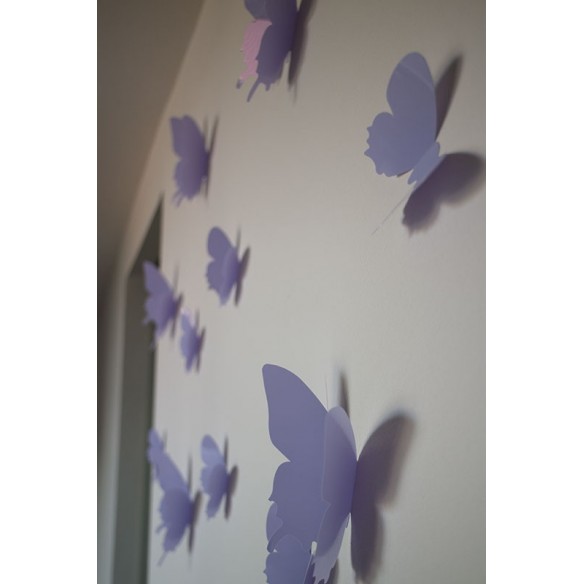 12 Fluturi 3D Violet Deschis