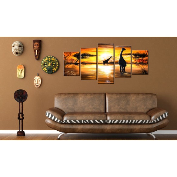 Tablou  Giraffes at watering hole