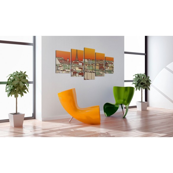 Tablou  Parisian sky in orange colour