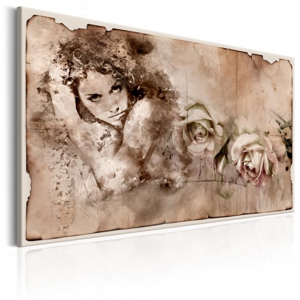 Tablou  Retro Style Woman and Roses