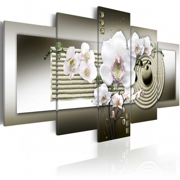 Tablou  Orchid and zen garden in grey