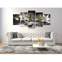 Tablou  Lilies and Stones (5 Parts) Wide Grey 2