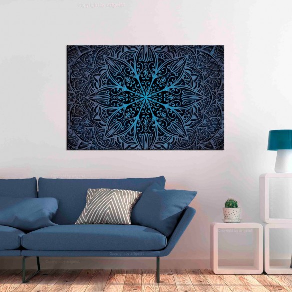 Tablou  Oriental Flowers (1 Part) Narrow Blue