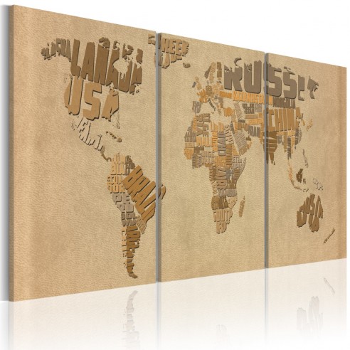 Tablou  The world map in beige and brown