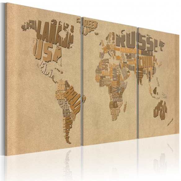 Tablou  The world map in beige and brown