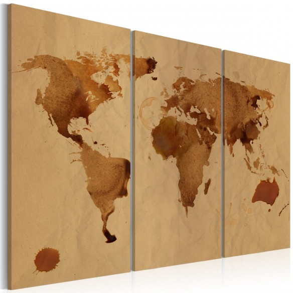 Tablou  The World painted with coffee  triptych