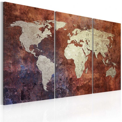 Tablou  Rusty map of the World  triptych