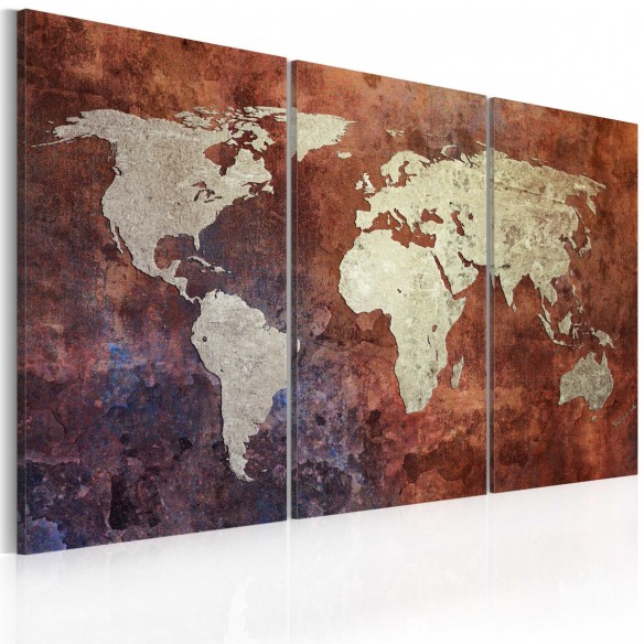 Tablou  Rusty map of the World  triptych