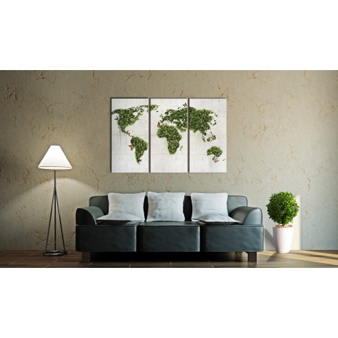 Tablou  Green land of butterflies  triptych