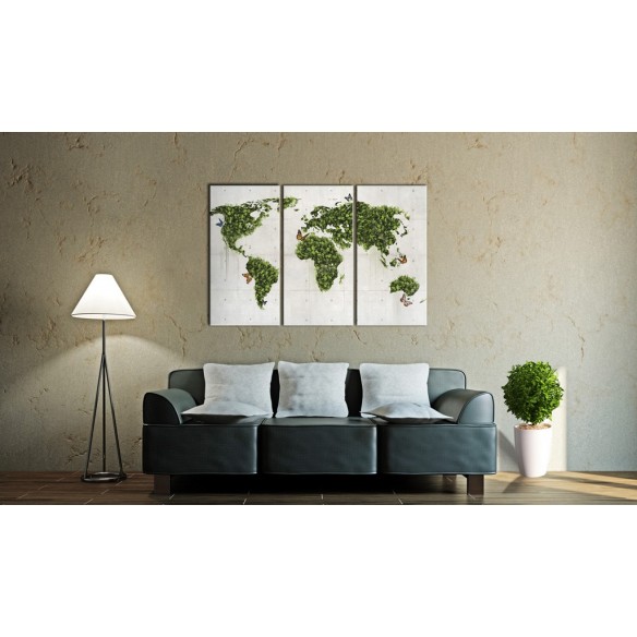 Tablou  Green land of butterflies  triptych