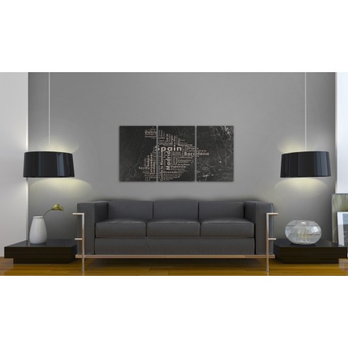 Tablou  Map of Spain on the blackboard  triptich