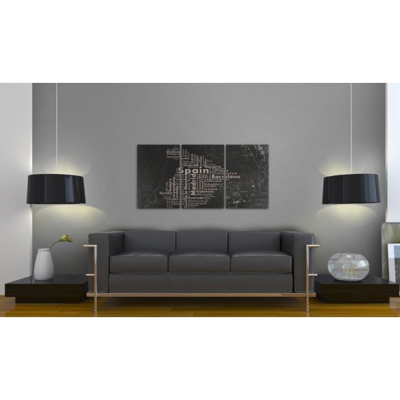 Tablou  Map of Spain on the blackboard  triptich