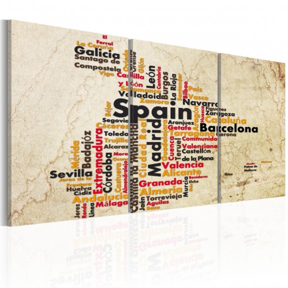 Tablou  Spain text map in colors of national flag