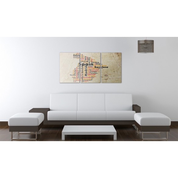 Tablou  Spain text map in colors of national flag