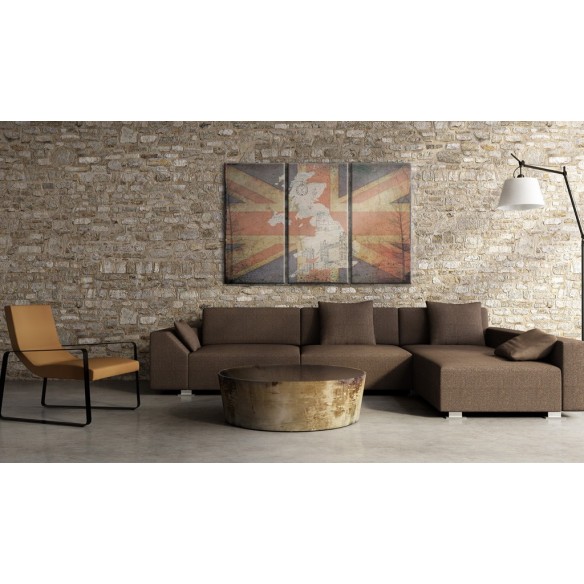 Tablou  Map of Great Britain  triptych