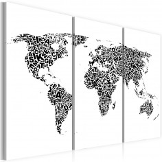 Tablou  The World map  alphabet  triptych