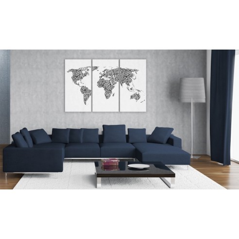 Tablou  The World map  alphabet  triptych