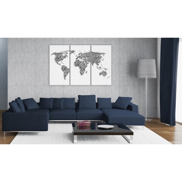 Tablou  The World map  alphabet  triptych