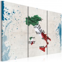 Tablou  Map of Italy  triptych